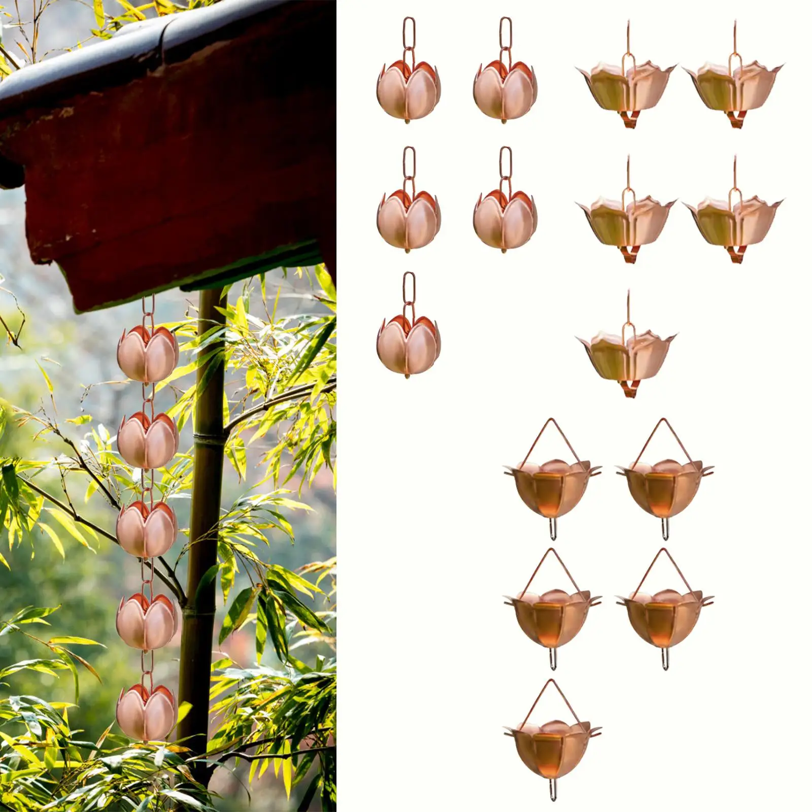 Rain Chains for Gutters 1M Professional Drainage Sturdy Multipurpose Rainwater Diverter for House Eaves Home Garden Porch Patio