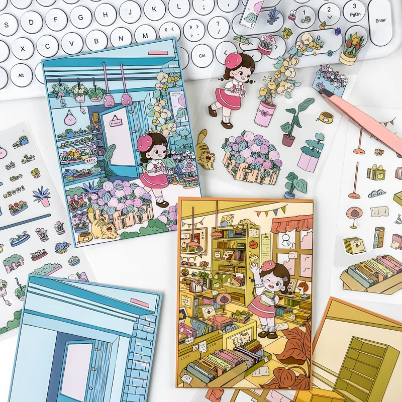 Card Lover 3Pcs [일상 생활 시리즈] 미니 샵 테마 DIY 공예 문구 저널링 스크랩북 용품 장식 스티커