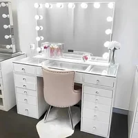 selling solid square wooden dressing table white glass mirrored dressing table 1