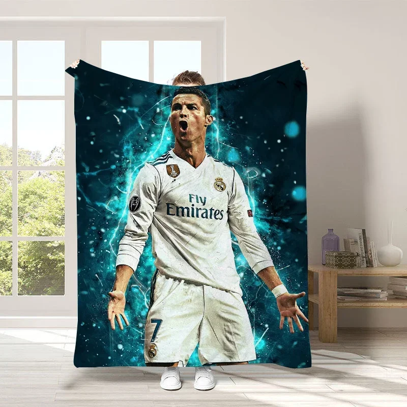 Cute Blanket CR7 Ronaldo Sofa Camp Nap Bedspread Soft Bicycle Blanket Fleece Home Textile Birthday Gift Blanket Bedroom Decor 2
