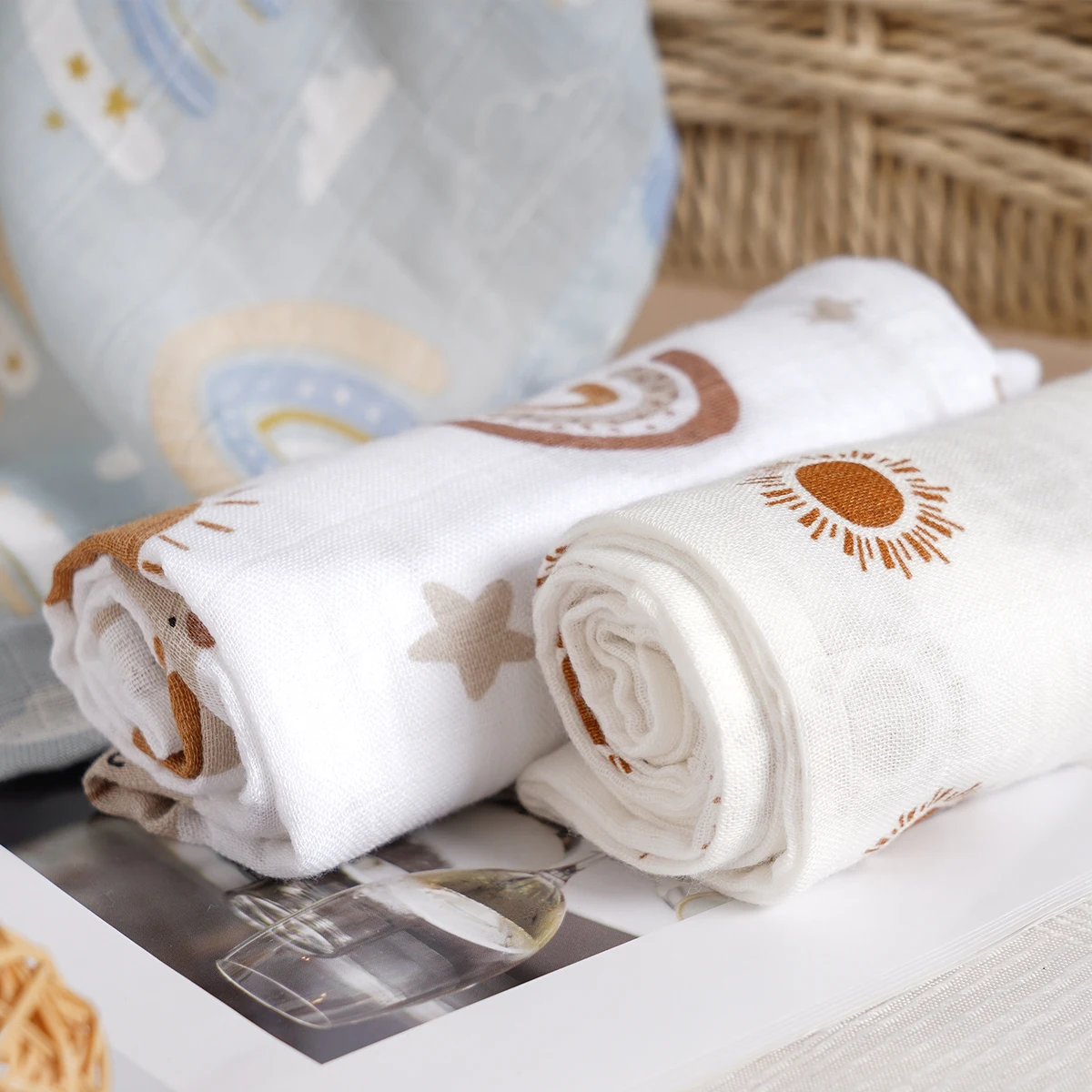 Kangobaby #My Soft Life# 4pcs Set Bamboo Cotton Baby Muslin Bib Newborn Burp Cloth Fashion Scarf Size 60x60cm 4