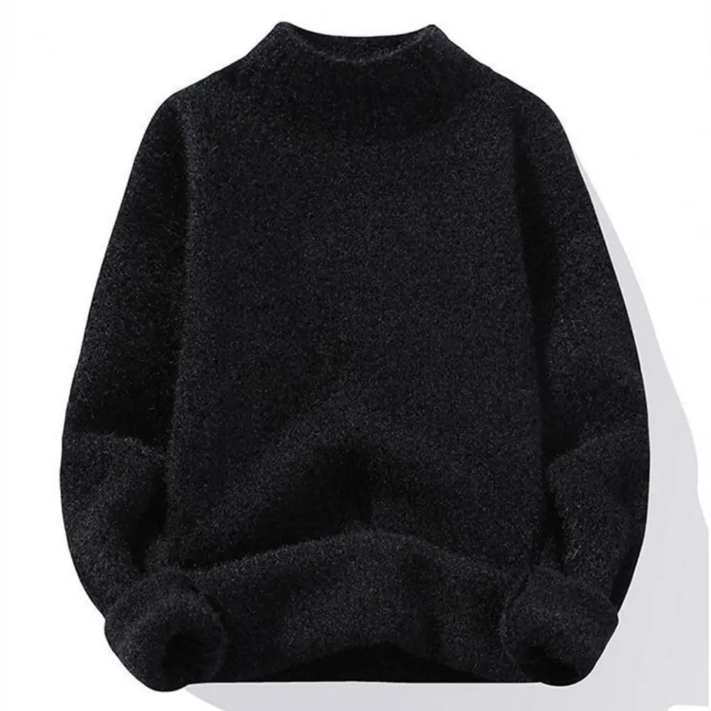 

Men Casual Thickening Sweater Men's Winter Knitwear Collection Solid Color Sweaters Half High Collar Tops Thicker for Casual