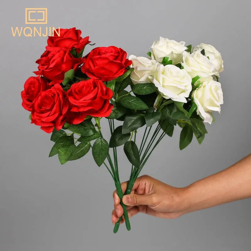 Elegant Artificial Rose Bouquet - Pink & Red Silk Floral Arrangement for Wedding and Home Décor