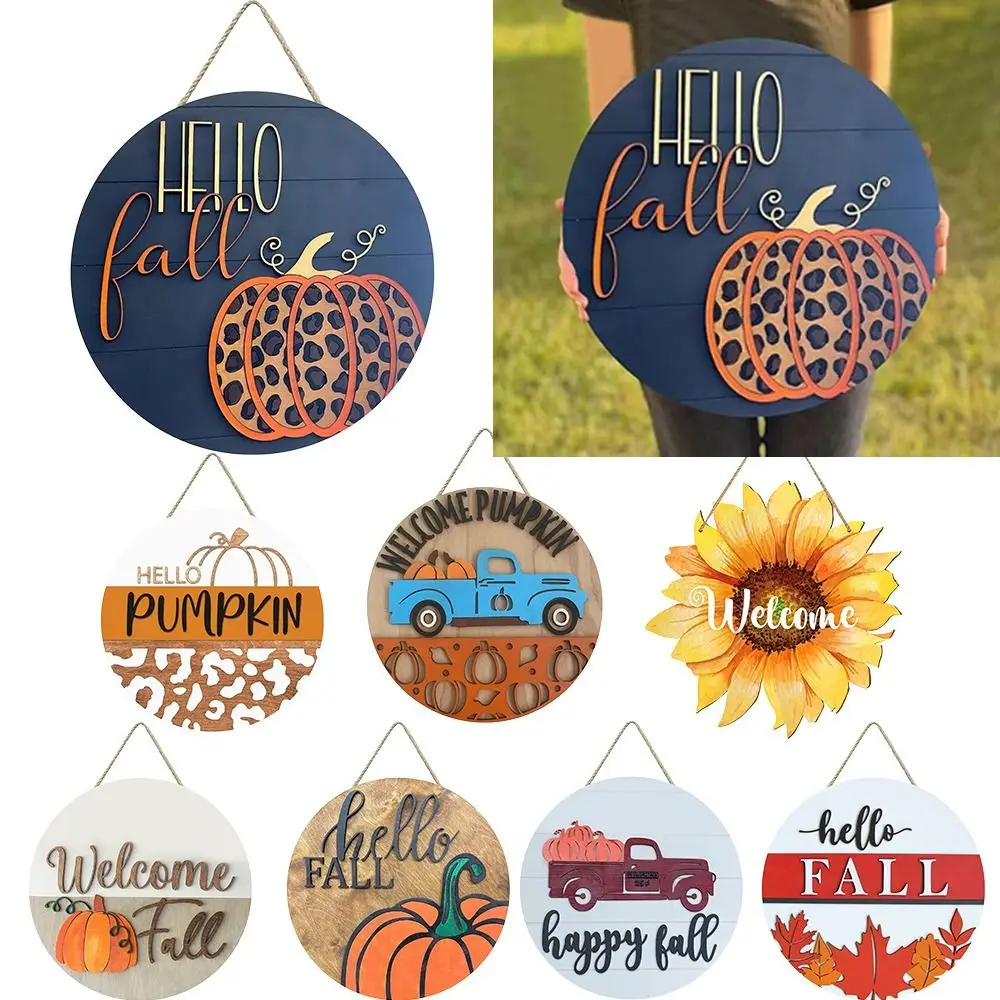 

Thanksgiving Welcome Fall Door Sign Autumn Decor Truck 30CM Pumpkin Sign Harvest Wall Pediments Door Porch Farmhouse