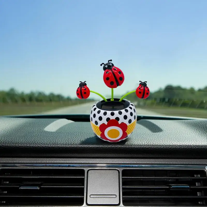Solar Car Toy Solar Powered Funny Flower Pot Dancing Shaking Toy Car Decoration Ornaments Windowsill Interior Ornament Kids Holiday Gift