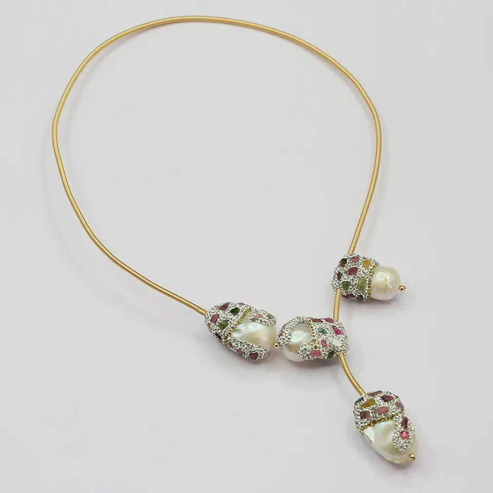 Collar Con Colgante De Perlas Khi Asimétricas Para Mujer
