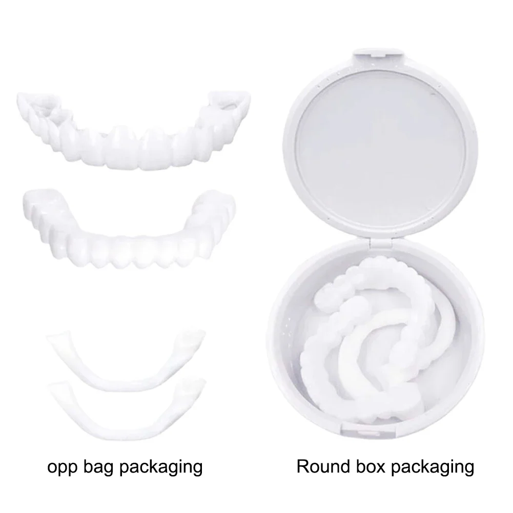 2 Pairs Smile Whitening Teeth Snap Cap Denture Care Whitening Alternative Smile Snap Tooth Perfect False Teeth for Men and Women