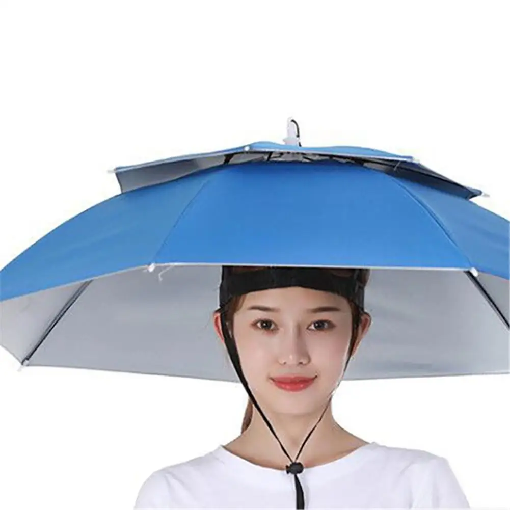 Umbrella Hat Double-layer Foldable Rain Sun Shade For Fishing Camping
