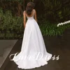 Customized Elegant Pastoral A-Line Spaghetti Stain Square Collar Wedding Dresses Sleeveless Floor Length Bridal Gowns Vestido 2