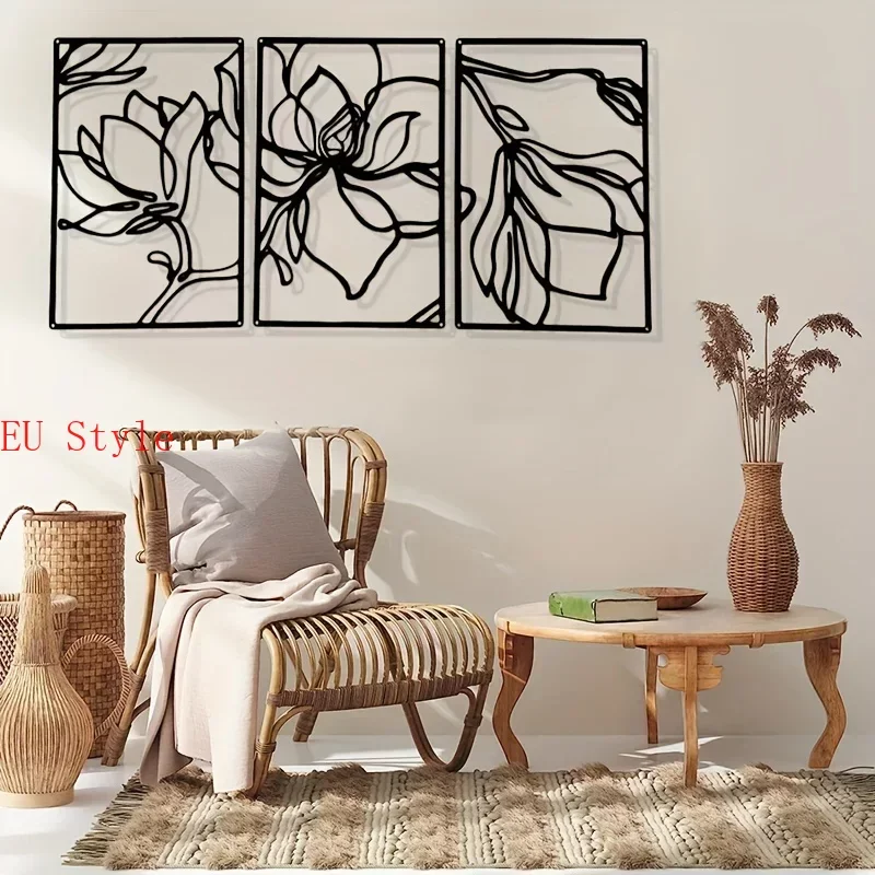 

Metal Flowers Home Decor Modern Abstract Nature Floral Line Wall Sculpture Minimalist Decor Metal Home Wall Hanging Art Decor Ou