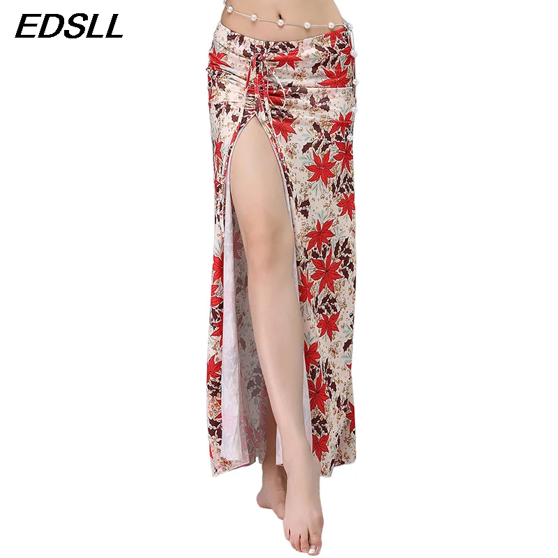 

Hot Sale Girls Belly Dance Waist Long Skirt Side Split Slim Dancer Practice Wear Oriental Indian Dance Elegant Silk Long Dress