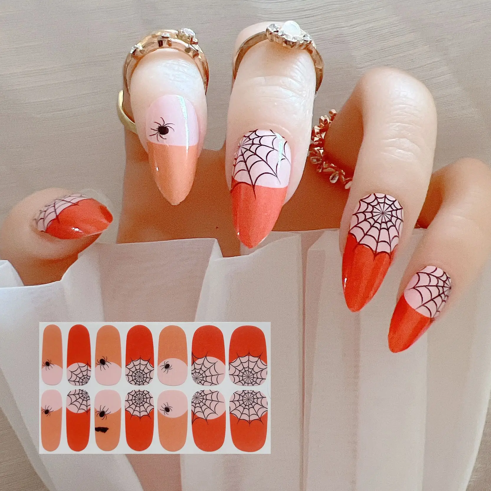 1PC Nail Art Full-Cover Sticker Halloween Ghost Witch Skull Sticker Nail Strips Wrap YMY3141-3151