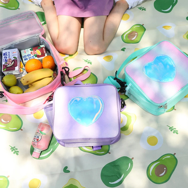 

Портативная сумка для ланча, Термоизолированный Ланч-бокс, сумка-тоут, сумка-холодильник, Симпатичные сумки-слинги для пикника Bento для женщин и детей