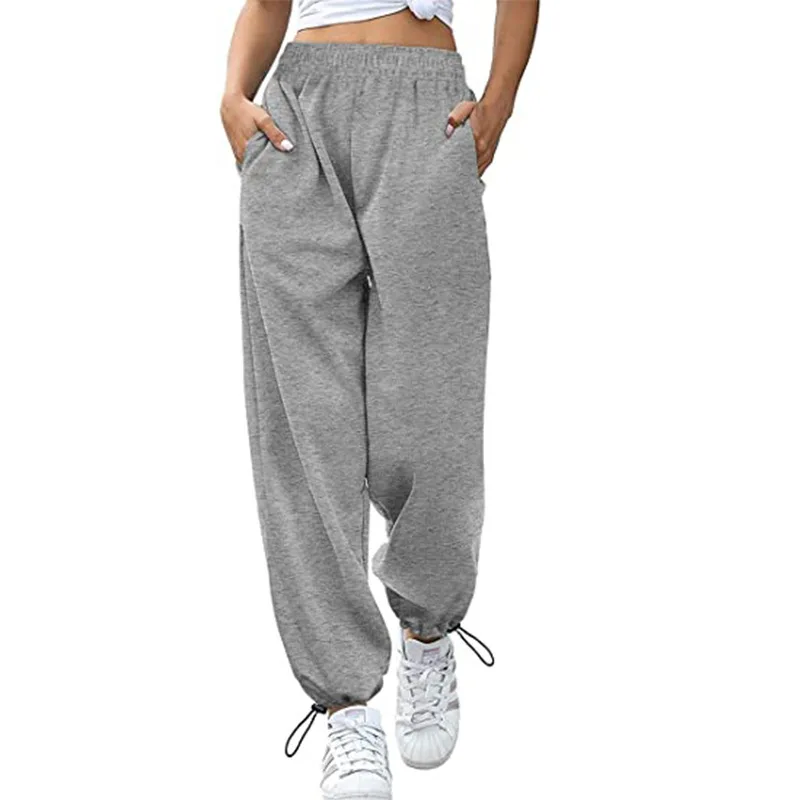 adidas pants 2022 New Spring Summer Women Wide Leg Pants Solid Casual Loose Pocket Black Gray Ladies Trousers Fashion Streetwear Sport Pants white pants Pants & Capris