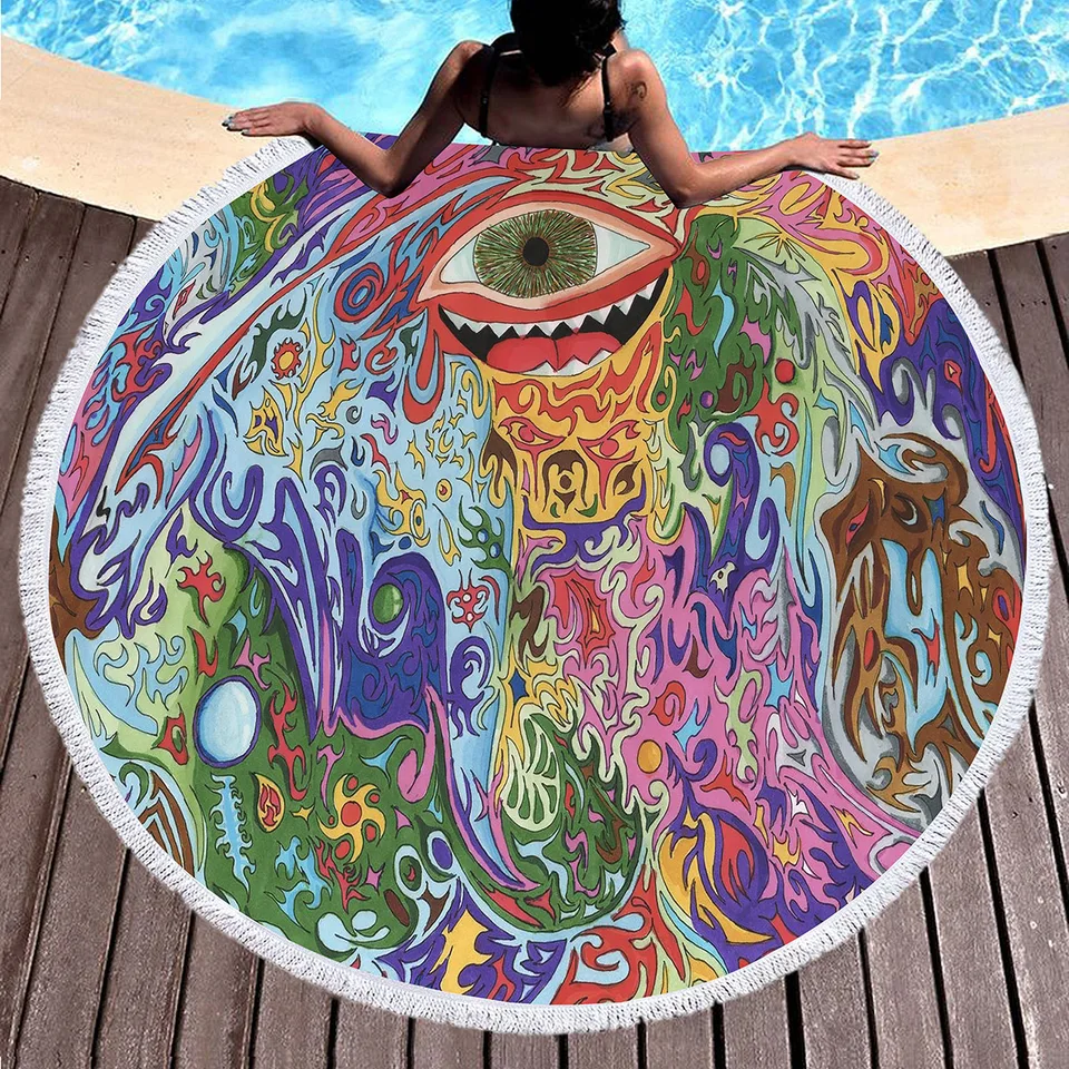 Oneforus Serviette De Plage Ronde D'impression De Mandala 150