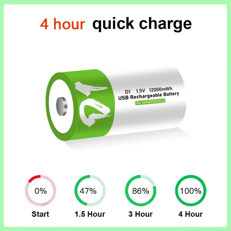 Bateria Recarregável Li-ion para Gás Natural Carregamento Usb Fogão a Gás Aquecedor de Água Doméstico Tamanho d 1.5v 12000mwh Lr20 - Image 6