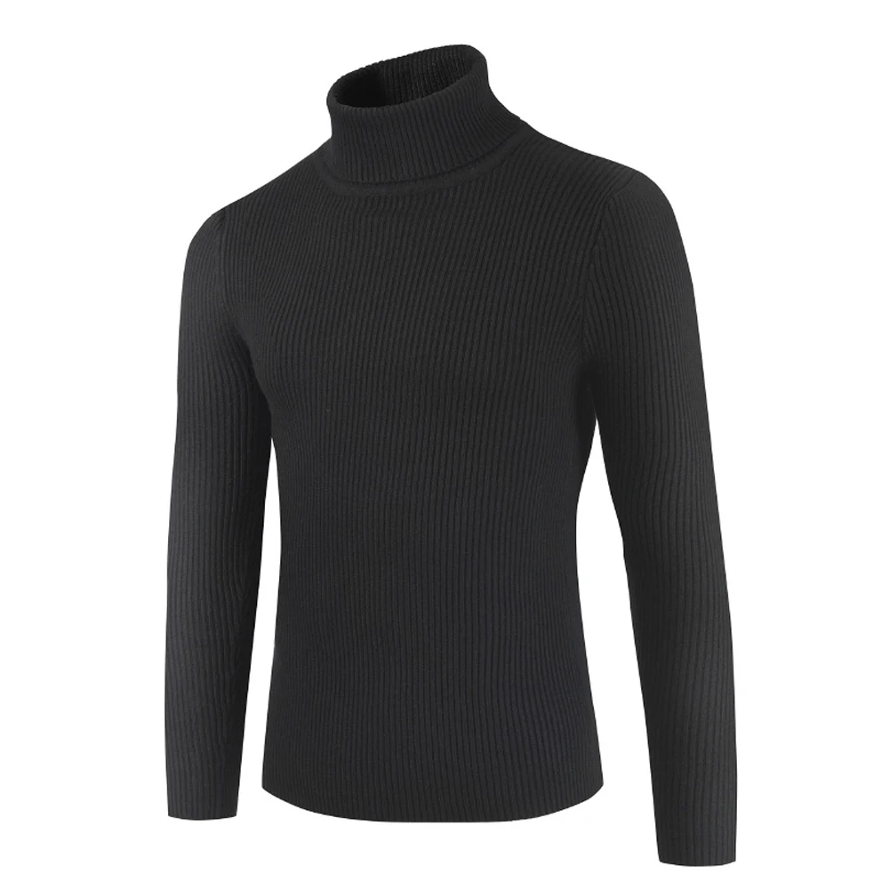 

Cozy Men's Turtleneck Jumper Sweater Winter Knitted Pullover Solid Color M 3XL Sizes Black/White/Red/Apricot/Navy
