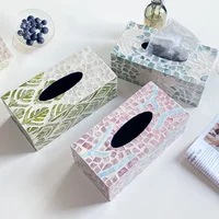 Color Shell Tissue Box European Creative Handmade Mother of Pearl Rectangular Tissue Box Square Paper Boxs Decoration Storage 1