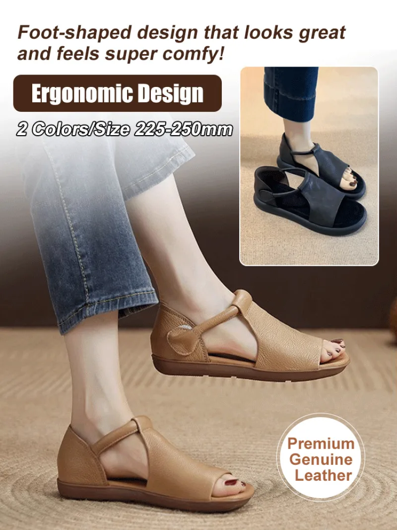 Flache Sommer-Retro-Sandalen für Damen – Vintage-Stil, bequemes Fußbett, lässige Alltagskleidung