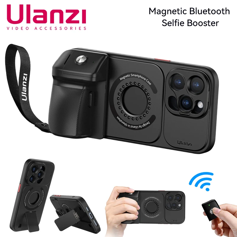 

Ulanzi Smartphone Selfie Booster Handle Grip For iPhone 15 Pro Max Photo Stabilizer Holder with BT Shutter Release 1/4 Screw