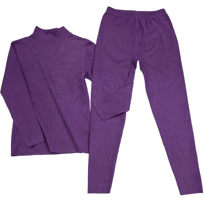 Super Warm Dralon Thermal Underwear set for Women Fleeced Thicken Solid Long Johns Sets Middle-neck Underwear Set for FW25