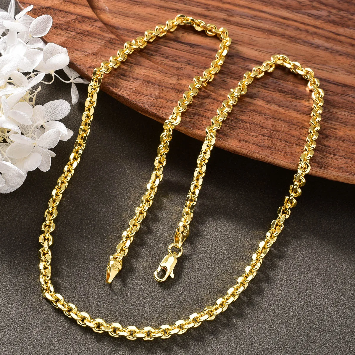 ltalian 750 Men's Women's Necklace Geometric Diamond Interweaving Various