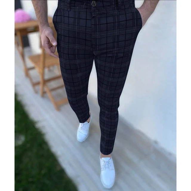 TitleNine Blue Checked Trouser for men/ Casual Check Pants/Slim Fit Check  pants/Cotton check pant