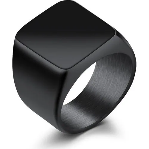

Chavn Bright Black Women-Men 'S Steel Ring Top Width: 1,8 cm. x 1,6 cm. 316 stainless Tarnish Steel