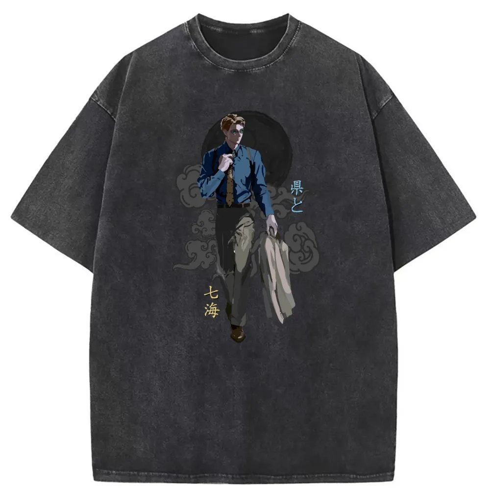 

Japanese Anime Character Printed T-shirts For Man England Style Long Sleeve Tee Shirt Men O-Neck Retro Washed Cotton Sweatshirts