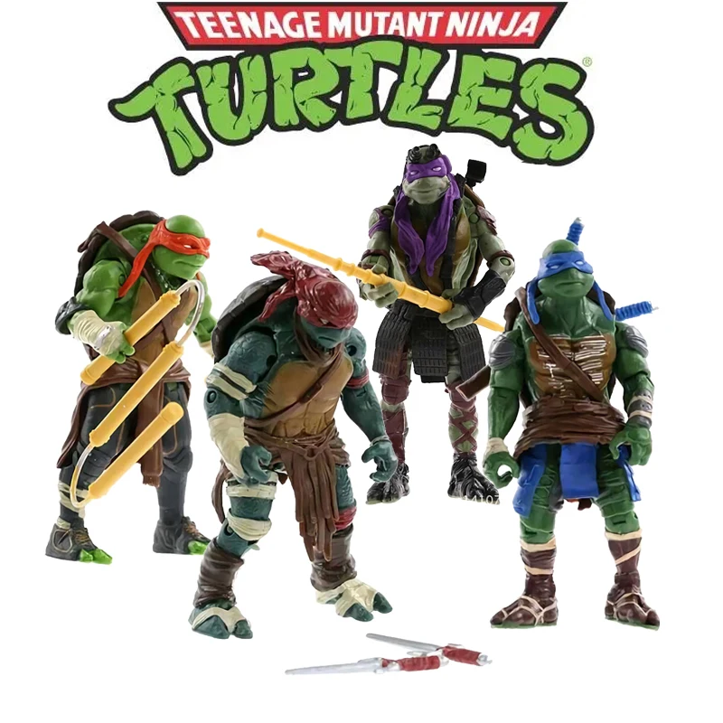 

Anime 2014 Ninja Turtle Figure Mikey Action Figures Collection Movable TMNT Leonardo Da Vinci Figures Model Toys