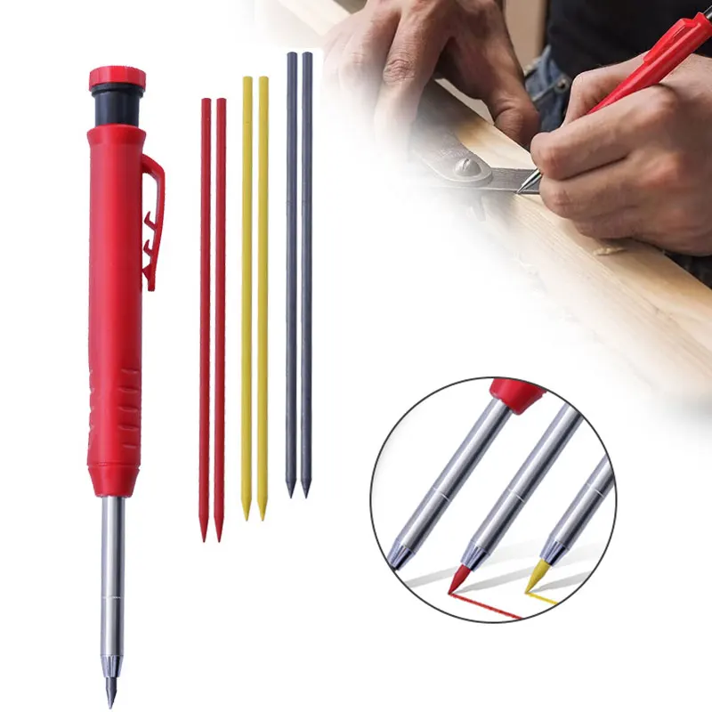 olid Carpenter Pencil set with wood tool mechanical pencil 3 color refill adjustable