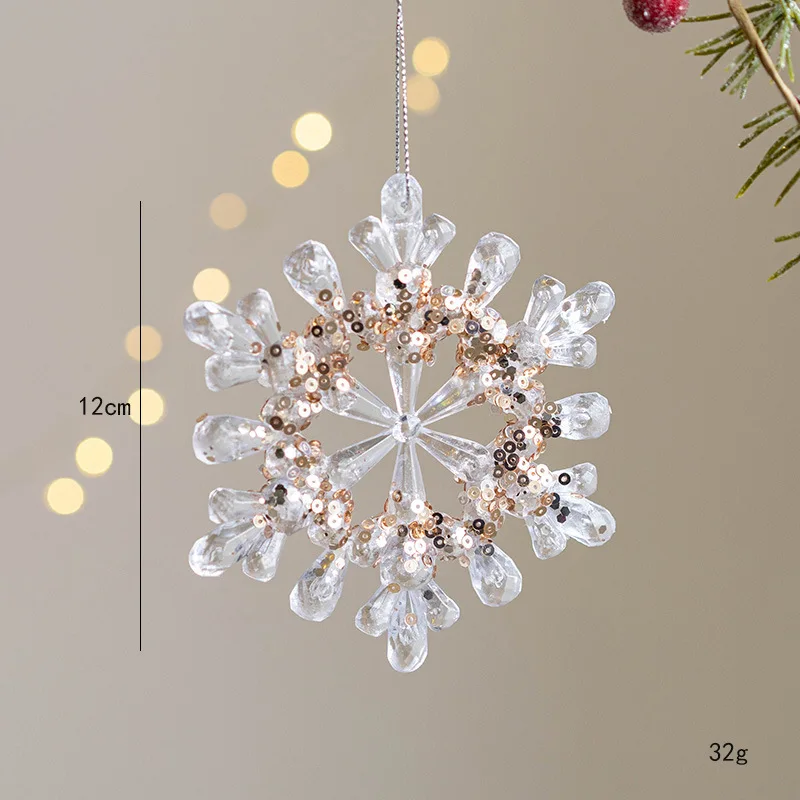 thumbnail image 1 of Colgante de árbol de Navidad con lentejuelas de ciervo y copos de nieve de acrílico transparente, adornos colgantes de Navidad, decoración del hogar para niños, regalos de Año Nuevo DIY, 1 of 5