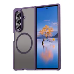 Slim Matte Magnetic Hybrid Armor Protective Case - Colorful Border Shell - Galaxy Z Fold 8 (Purple)