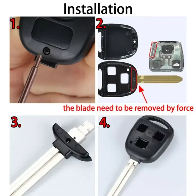 Car Remote Key Button Pad Shell Case Micro Switch Without Electronic Internal Parts For Toyota Yaris Corollas Car Lock System key case car key shell key shell