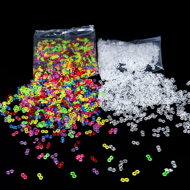 Loom Band Weaver Kit Transparent Loom Rubber Bands Kits S Clips 48/100/300/500/2000PCS for DIY Loom Bands Bracelet Charms Accessaries