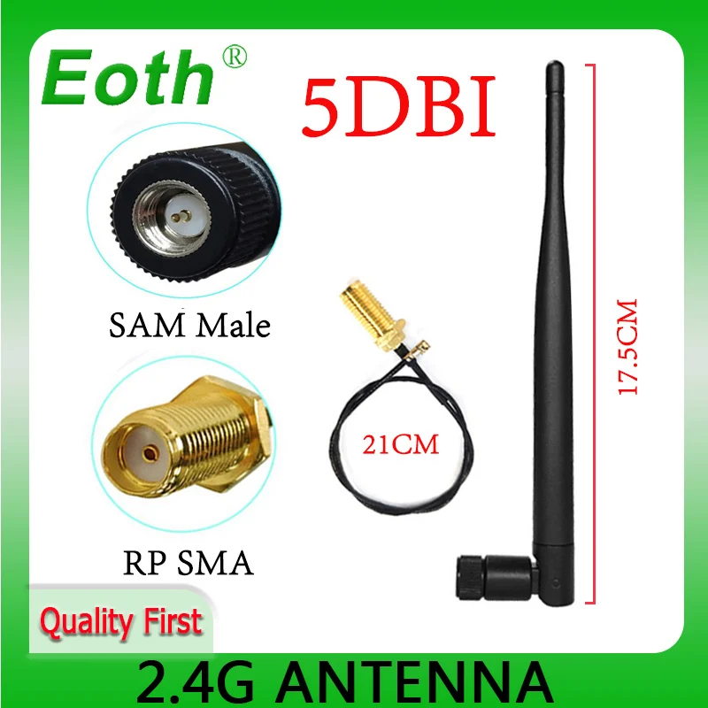 

EOTH 10 шт., антенна 2,4g, 5 дБи, sma, мужской, wlan, Wi-Fi, 2,4 ГГц, антенна IPX ipex 1 SMA, гнездовой Удлинительный кабель, антенна для модуля iot