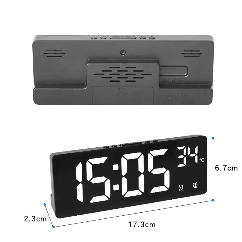 Voice Control Digital Alarm Clock Temperature Dual Alarm Snooze Desktop Table Clock Night Mode 12/24H LED Watch Desk