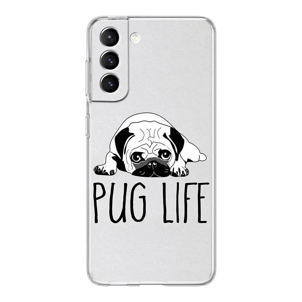 Black Pug Close-Up Design Soft Clear Phone Case