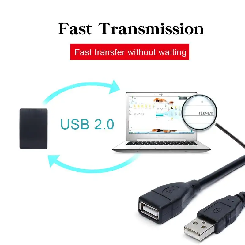 USB 2.0 Cable Extension Cable 0.6m/1m/1.5m Wire Data Transmission Line Superhighspeed Data Extension Cable for Display Projector