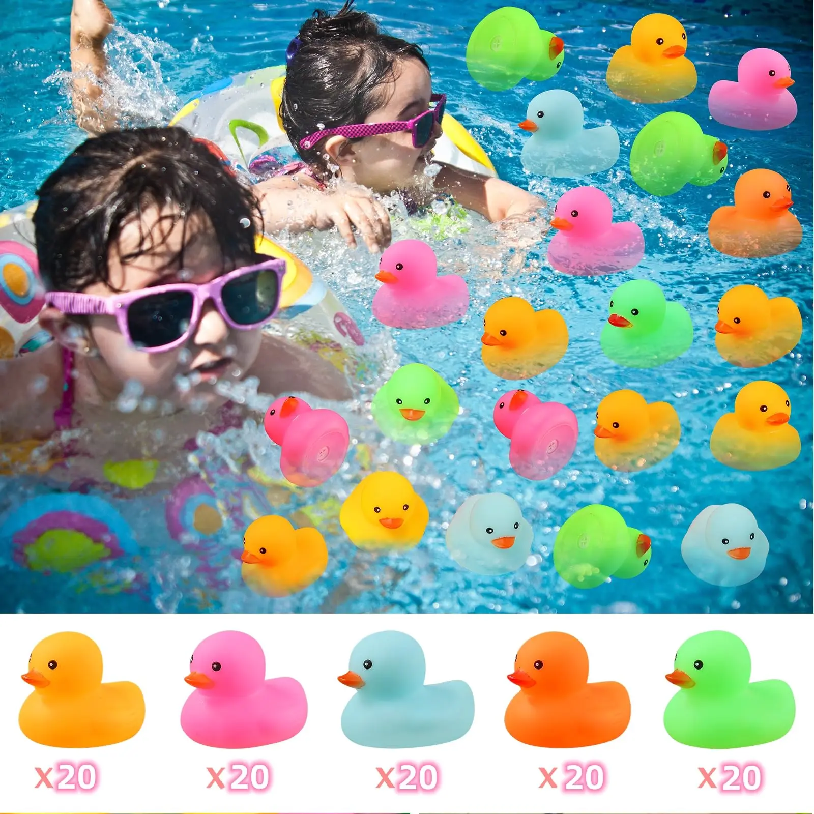 12/24/36/72 Pack Multicolor Mini Rubber Duck Bath Toy Colored Little Ducks 6