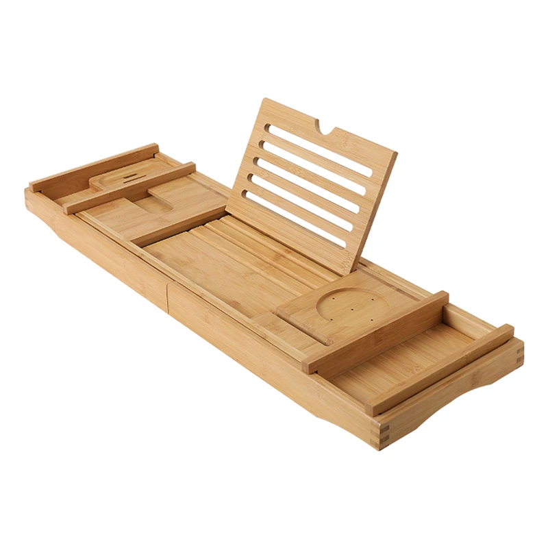 Wooden Bathtub Tray Spa Pillow Expandable Wine Tray Bathtub Table