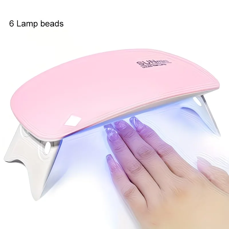 SUNmini 6W Foldable UV LED Nail Lamp with USB Cable - Pink