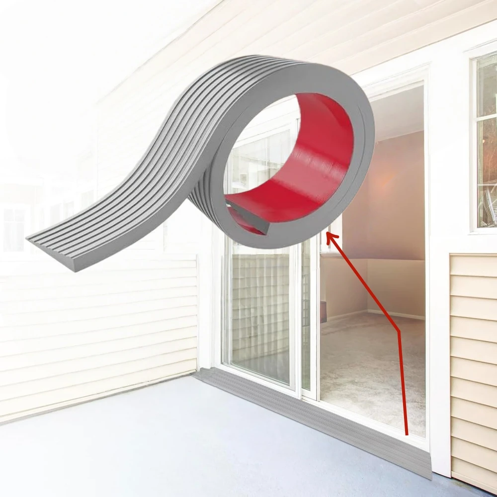 1pc 1mX5cm רצועת סף דלת PVC עמידה בשחיקה רצועת גומי עצמי דביקה רצועות מדרגות אנטי החלקה