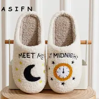 Winter Fashion Women's Slippers Cozy Comfort Meet Me At Midnight Slides Soft Sole Anti-slip Moon Houseshoes Fans Gift 1