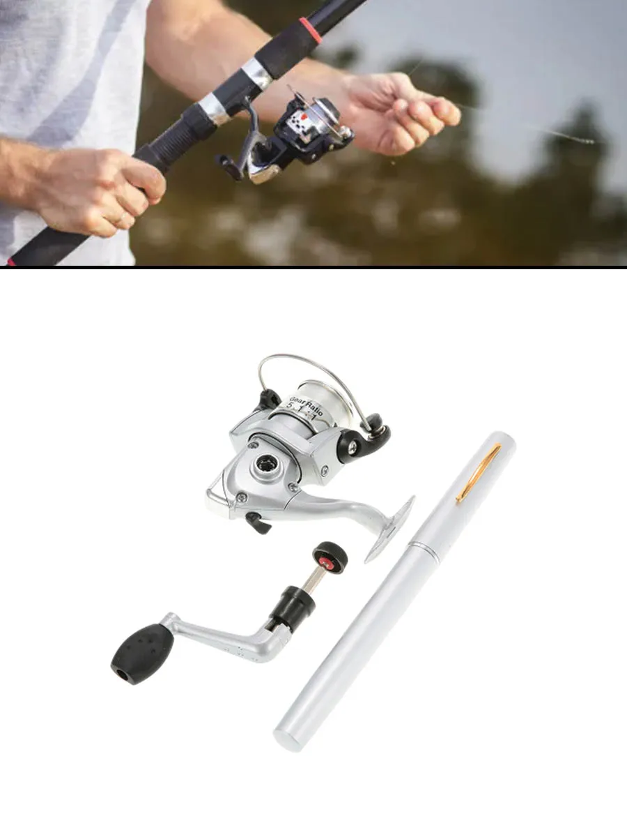 1pc Outdoor Portable Mini Pen Fishing Rod Telescopic Pocket Pen Fishing Rod  Aluminum Alloy Mini Fishing Pole Fishing Accessories