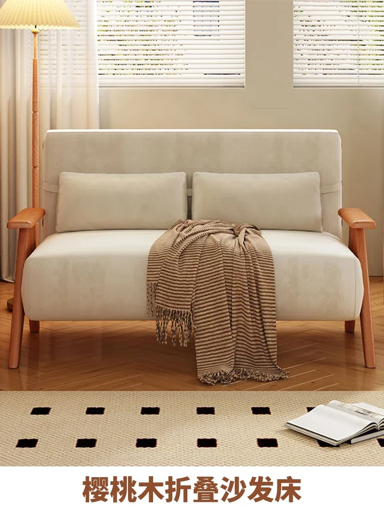 

Cherry wood 1 meter 5 meter 2 meter solid wood foldable dual-purpose 2023 new multi-functional small unit single sofa bed