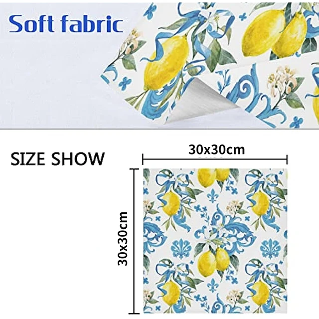 Tavaszi Citromkék Virágos Kendő Szalvéták Asztal Dekoráció Újrahasznosítható Poliészter Esküvői Étkezőasztal Mosható - Image 4