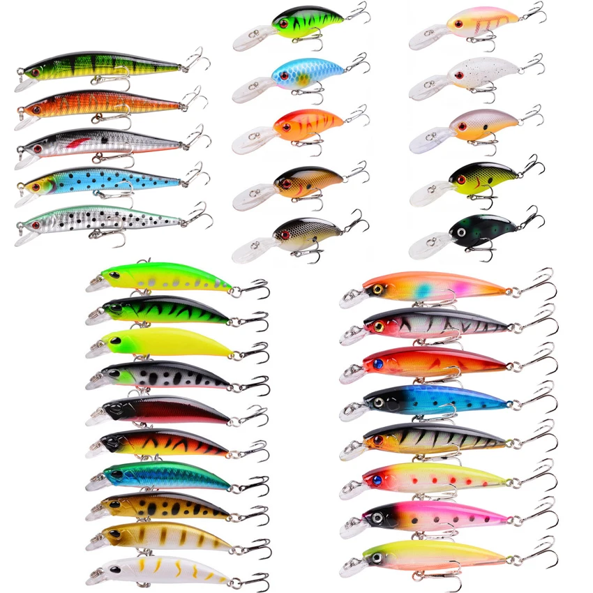 

33pcs Fishing Lure Set Minnow Sinking Hard Bait Swing Crankbait Crazy Wobblers Pesca Tackle Artificial Bionic Crank Lures Kit