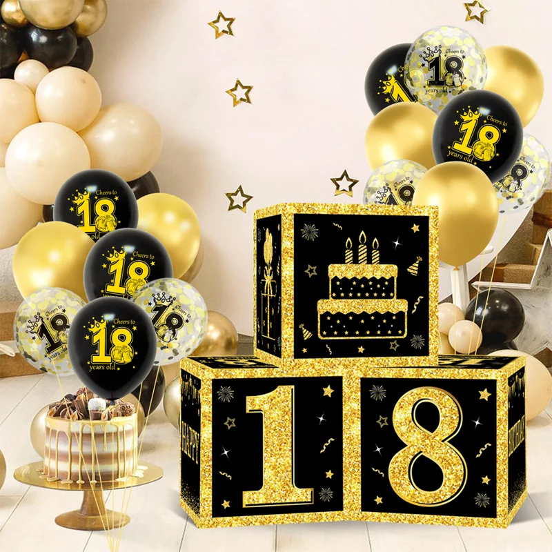 Gold Schwarz Geburtstag Nummer Papier Boxen 18 30 40 50 60 70 75 80 Jahre Alt Geburtstag Party Dekoration Erwachsene Geburtstag Party Supplies – Detail 17