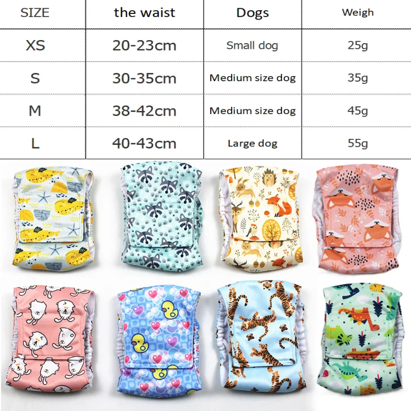 Dog Belly Band Cartoon Reusable Animals Pet Dog Male Physiological Pant Adjustable Sanitary Underwear Cotton Diaper Puppy